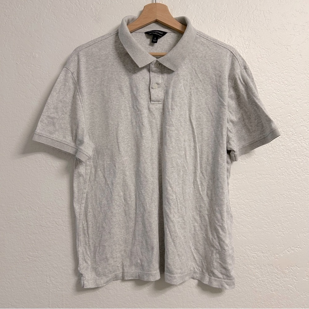 Banana Republic Gray 100% Cotton Luxe Touch Polo, Size L - Picture 1 of 6